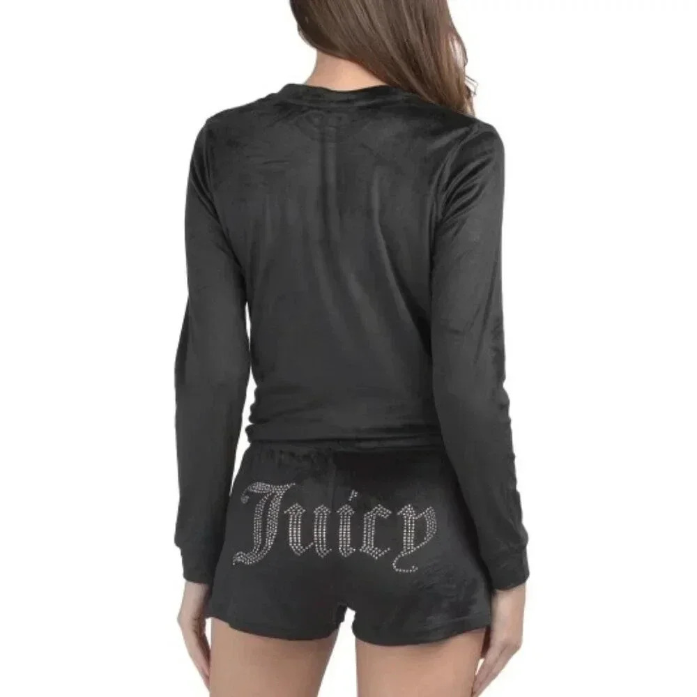 3pc Short Set With Rhinestone Details - Picture 2 of 2